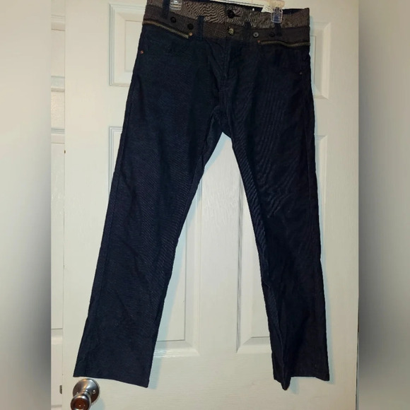 DESIGUAL The Happy Regular Fit Corduroy Pants Size 30 Zipper Plaid Skater Punk - Picture 1 of 10